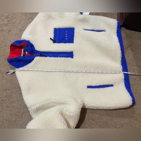 Obey Chiller Anorak Half Zip Pullover Sherpa Jacket In Bone Women's Size Med NWT - Picture 9 of 11